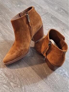 Sam Edelman Walden Suede Ankle Boots Cognac Brown Tan Size 7